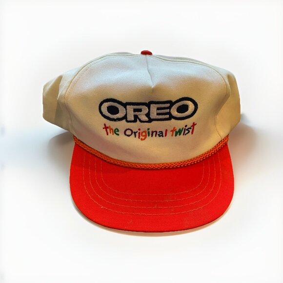 Vintage 90s Oreo The Original Twist Hat Snapback Made USA Red Bill Colorful